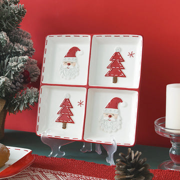 Christmas Practical Multi-Person Serving Plate Series Ceramic Santa Claus Plates, New Amazon Cross-Border Products