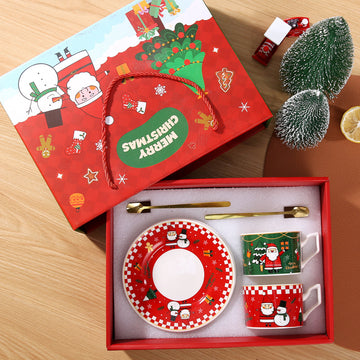 Santa Claus Coffee Cup and Saucer Set, High-Value Cartoon Mug Christmas Gift Set Wholesale