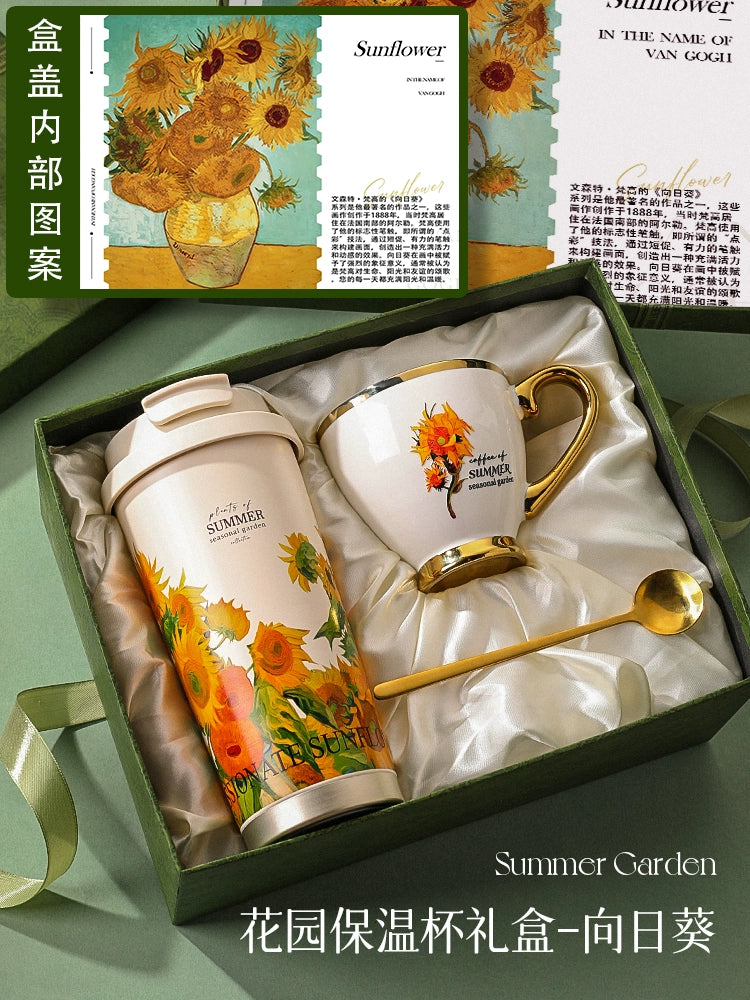 Christmas gifts for employees and clients, company annual meeting gifts, and practical, high-end lily-of-the-valley pattern insulated mugs.