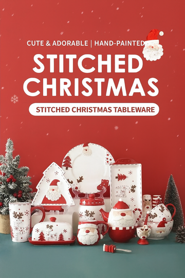 Nordic Christmas tableware set (bowls, plates, cups, saucers) - 30 pieces, dropshipping available.