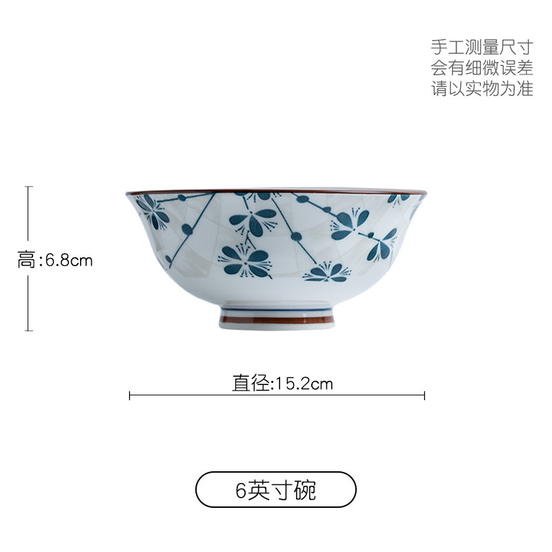 Manufacturer Bowl and Plate Set Household Rice Bowl Single Noodle Bowl Japanese Underglaze Color Soup Bowl Ceramic Bowl Plate Tableware Dish