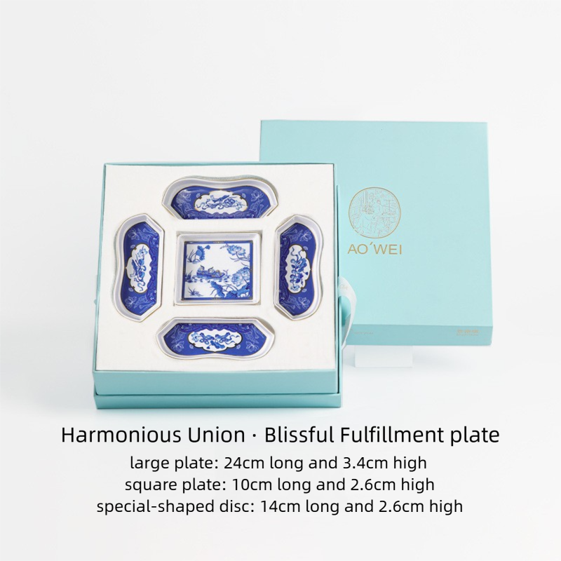 Chinese Style Ceramic Snack Plate – Dessert & Dried Fruit Dish for Tea Room