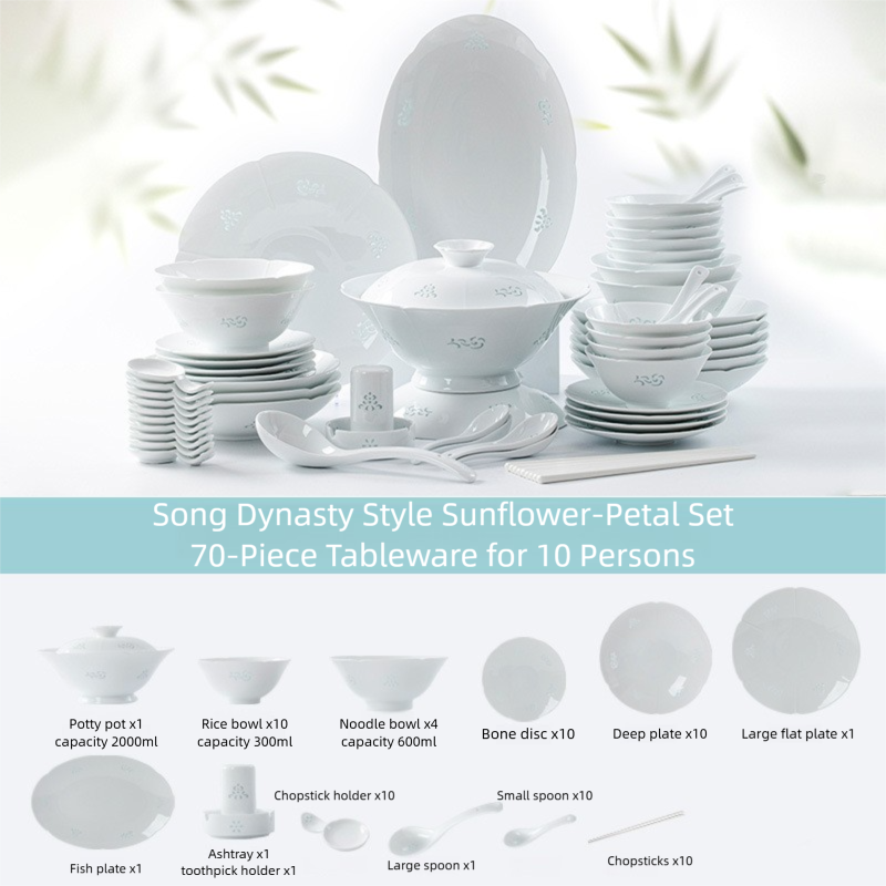 Jingdezhen Celadon Exquisite Tableware Custom Gift Set Light Luxury Chinese Style Bowl and Plate Set Household Ceramic Bowl and Plate Set