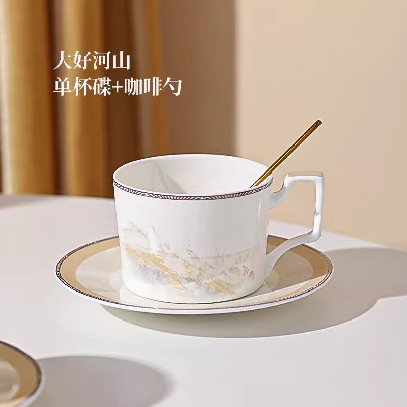 Jingdezhen Ceramic Coffee Cup Set Customized Afternoon Tea Gift High-Value Dragon Boat Festival Gift Wedding Favor