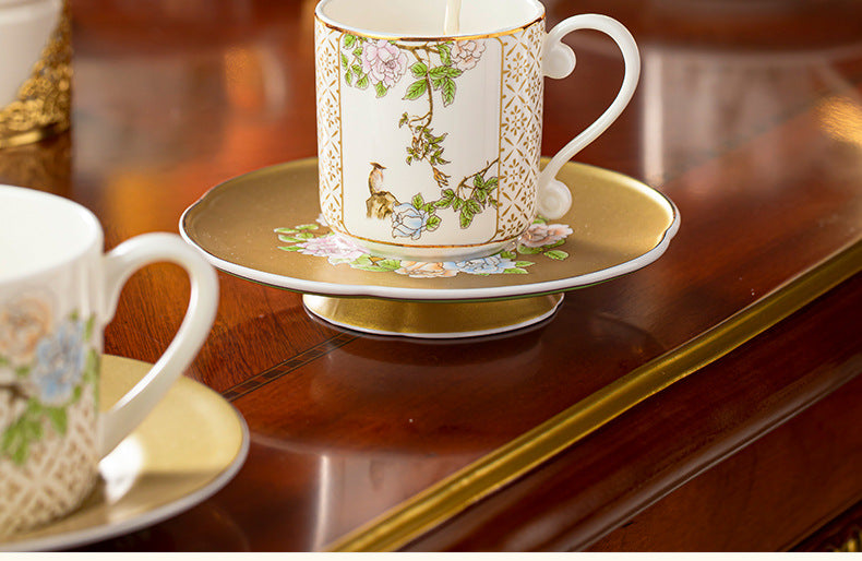 Qinsehe Ming Bone China Light Luxury Ceramic High-end Afternoon Tea Coffee Cup Set with Cup Saucer Wholesale Gift