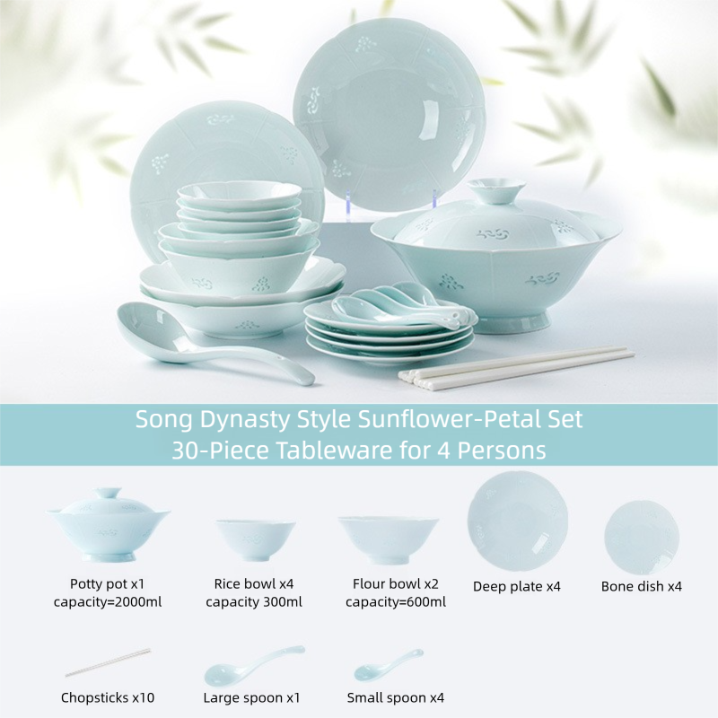 Jingdezhen Celadon Exquisite Tableware Custom Gift Set Light Luxury Chinese Style Bowl and Plate Set Household Ceramic Bowl and Plate Set