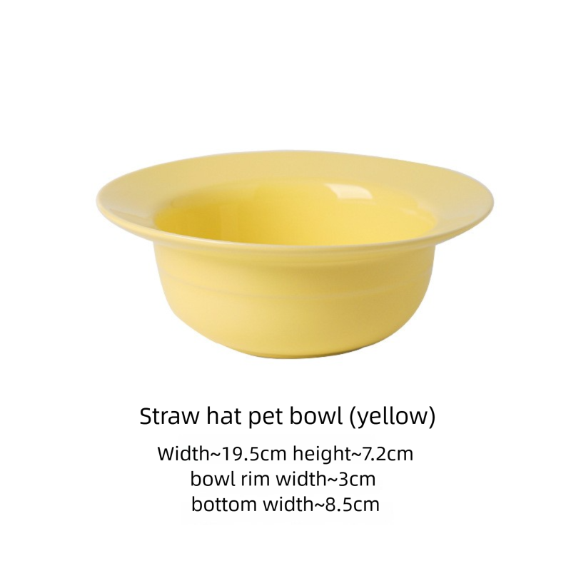 Creative Ceramic Pet Bowl – Custom Straw Hat & UFO Design Anti-Spill Cat Dog Bowl