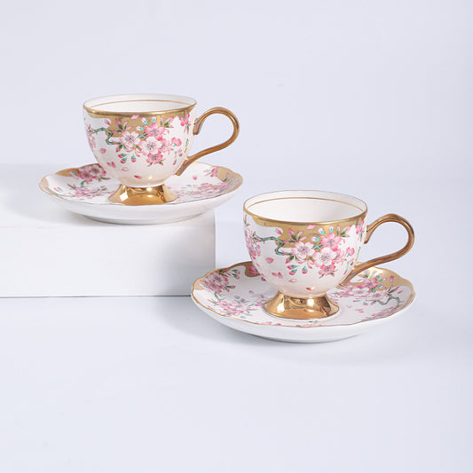 Jingdezhen Ceramic Coffee Cup Custom High-Value Retro Floral Cup and Saucer Set Housewarming Gift Birthday Present