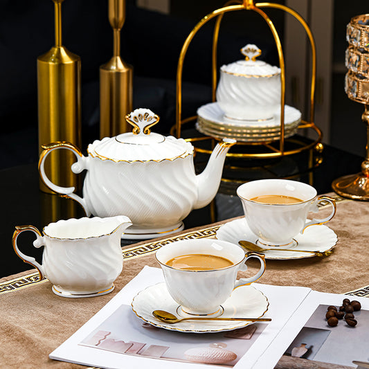 Jingdezhen Porcelain Coffee Cup & Saucer Set / Luxury Gift Box