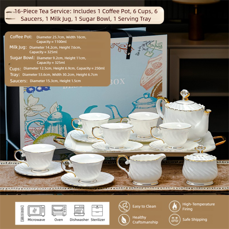 Jingdezhen Porcelain Coffee Cup & Saucer Set / Luxury Gift Box