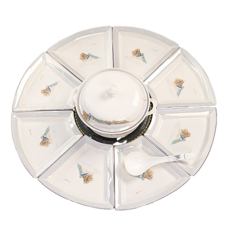 Jingdezhen Ceramic Custom New Year Reunion Platter Set Bowl Household Bowlware Tableware Set New Year's Eve Dinner Bowl Plate
