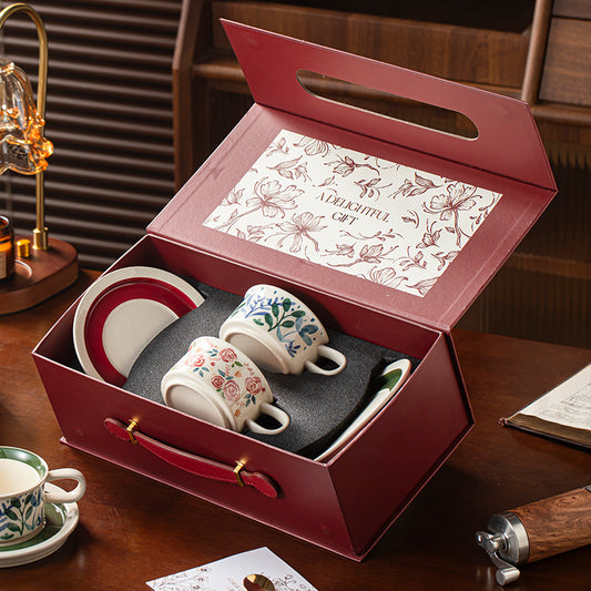 Coffee Cup with Saucer Gift Set for Gifting, Souvenirs, Birthday Gifts, Coffee Set, Housewarming Ceramic Gifts, Afternoon Tea