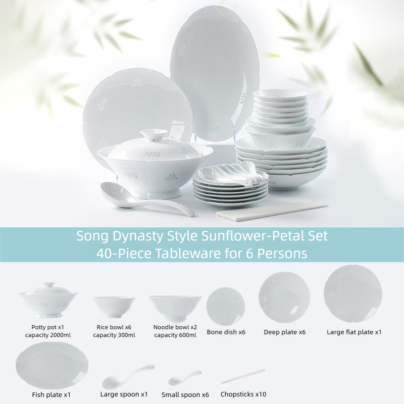Jingdezhen Celadon Exquisite Tableware Custom Gift Set Light Luxury Chinese Style Bowl and Plate Set Household Ceramic Bowl and Plate Set